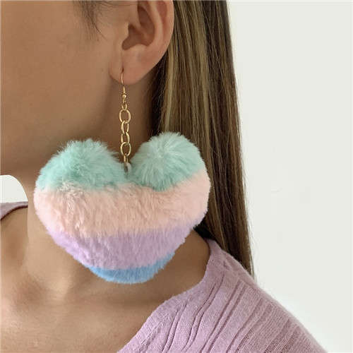 Fluffy Heart Earrings